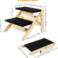 Foldable Dog Stairs/Ramp with 2 Steps - Durable Wooden Pet Stairs for Small, Medium, Large Dogs - Black (No Assembly Required)