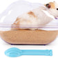 BUCATSTATE Sand Bath Container for Hamster Transparent Toilet with Scoop Set Dust Bath Sandbox Cage Accessories for Small Animals(Purple, Large)