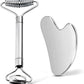 Gua Sha Facial Tools and Face Roller Set, Lymphatic Drainage Massager，Stainless Steel Facial Sculpting Eyes Roller Guasha for Face, Chin & Jawline Sculpting,Skin Care