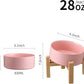 Pink Elevated/Raised 15°Tilted Anti Slip Ceramic Dog Bowl for Small/Medium Breeds,Slanted Bulldog Big Face Pet Food Water Feeding Dish with Stand for Cats and Dogs (3.6 Cups/28 OZ)