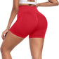 CHRLEISURE Women's 4 Packs Workout Gym Shorts, High Waisted Butt Lifting Scrunch Butt Seamless Booty Shorts