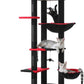 PEQULTI Tall Cat Tree, Floor to Ceiling Cat Tree Tower Adjustable [90.5''-100.4''=230-252CM] with Cat Condo, Hammock and Scratching Post, Gothic Cat Climbing Tree for Indoor Large Cats, Black