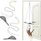 Hanging Cat Toy - 2PCS Interactive Cat Feather Toys for Mental Physical Stimulation, Retractable Teaser Kitten Toys for Indoor Cats Play Chase Exercise, Boredom Buster with Mouse