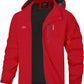 TEZO Mens Rain Jacket Waterproof with Hooded Hiking Coat Lightweight Windbreaker