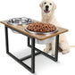 Elevated Dog Bowls for Large Dogs, Raised Dog Bowl Stand with Two X-Large Stainless Steel Bowls for Dogs, 3.5L Capacity, Rustic Walnut
