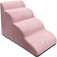 Dog Stairs, 4-Step Non-Slip Pet Ramp, High Resilience Sponge, Pink