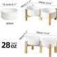 Ceramic Raised Double Bowls Set with Stand, 2 Heights Elevated, Food & Water Bowls for Small Breed Dogs, Weighted Dog Dishes, Pet Bowl(6.1'',28.7oz, White)