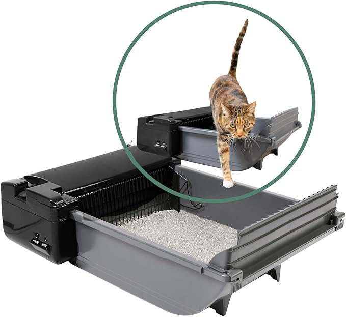 Pet Zone Self Cleaning Semi Automatic Cat Litter Box - Smart Scoop Cat Litter Box with 6 Bags & Carbon Filter for Up to Two Cats 6-16 Pounds