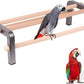 Large Bird Training Perch Long Stand for African Grey Macaw Big Birds, Durable Heavy Duty Rustproof Metal Frame with 4 Wooden Bars for Bird to Play Climb and Exercise Toy