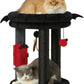 MECOOL 4in1 Small Cat Tree,Scratching Post with Tower Soft Bed, Sisal Carpet Jute Posts with Three Hanging Ball Toys and Massage Brush for Indoor Cats and Kittens