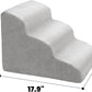MEWANG Dog Stairs for Small & Medium Dogs and Old Cats –3/4/ 5 Steps High-Density Foam Pet Ramp for Bed & Couch, Non-Slip, Washable Cover, Grey (Round Corner, 3 Steps: 17.95''×14.96''×13.70'', 2)