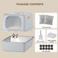 XX-Large Stainless Steel Cat Litter Box with Lid – Fully Enclosed Large Litter Box for Big Cats, Odor Control with Magnetic Door, Easy Clean, Multi-Cat Durable Metal Pan.(White-Gray)