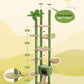 PEQULTI Tall Cat Tree, Floor to Ceiling Cat Tree Tower Adjustable [90.5''-100.4''=230-252CM] with Cat Condo, Cat Hammock and Scratching Post, Climbing Tree for Indoor Large Cats, Green