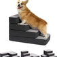 4-Step Adjustable Dog Stairs for Beds, Dog Steps for Small Dogs and Cats, Foldable Pet Stairs for Bed Climbing, Non-Slip Pet Step Indoor, Grey