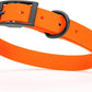 Dogline Biothane Waterproof Dog Collar Strong Coated Nylon Webbing with Black Hardware Odor- Proof for Easy Care Easy to Clean High Performance Fits Small Medium or Large Dogs, Hunter Orange