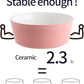 Pink Dog Bowl Ceramic for Medium Large Breed, Heavy Weighted Dog Food Water Dish, 8 in Non - Slip Modern Cute Extra Big Porcelain Pet Bowl Maze Wide Mouth