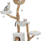 PAWZ Road Cat Tree for Indoor Cats Large Adults, 59 Inches Modern Cat Tower with Large Basket and Hammock, Natural Solid Wood, Luxury Condo & Dual Perches, Modern Cat Furniture for Big Cats, White