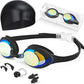 Kids Swim Goggles, Anti-fog and UV Protection with Swim Cap for Age 3-15 Youth Boys Girls Toddler