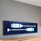 Yihui Arts Coastal Canvas Wall Art - Navy Blue and White Oar Painting for Bedroom Bathroom Decor