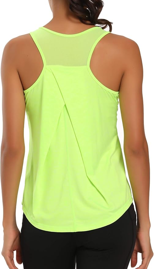 Aeuui Womens Workout Tops for Women Racerback Tank Tops Mesh Yoga Shirts Athletic Running Tank Tops Sleeveless Gym Clothes