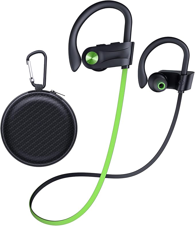 JOYWISE Bluetooth Headphones, Wireless Earbuds IPX7 Waterproof Bluetooth 5.3 Headphones with 16Hrs Playtime Stereo Bass Headsets with Mic Running Headsets with Earhooks for Sports Running Workout