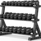 PAPABABE Hex Dumbbell Set with Rack, Rubber Encased Free Weight with Weight Storage Racks, Multiple Weight Options for Home Gym and Fitness