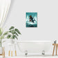 Funny Black Cat Bathroom Wall Art Cute Cat Riding Shark Canvas Wall Decor Animal Kitten Pictures Painting Print Artwork Framed Decorations Gifts for Cat Lover Kids Room Bedroom 12"x16"
