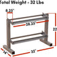 Body-Solid (PDR282X) 2-Tier Dumbbell Rack - Heavy-Duty 30inch Wide Weight Stand, Home Gym Storage Solution Holds 1 pair each of 5-30 lb. Dumbbells