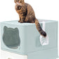 Top Entry Cat Litter Box with Lid, Anti-Splash Foldable Cat Litter Box with Activated Carbon Keeping Air Fresh, Drawer Type Easy to Clean (Green)