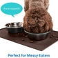MIGHTY MONKEY 100% Waterproof Dog Food Mat, Raised Edges Silicone Pet Feeding Placemat for Cat, Dogs, Pet Bowls, High Lipped Tray Prevents Water Spills, Food on Floor, Dishwasher Safe, 18x12, Brown
