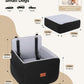 Dog Car Seat for Small & Medium Dogs Under 35lbs, Detachable & Washable Pet Car Seat, Interior Height 6 Inches Pet Travel Bed with Storage Pockets and 2 Dog Safety Belts (Black/Gray)
