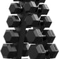 PAPABABE Hex Dumbbell Sets with Rack, 60-550lb Rubber Coated Dumbbell Weight Set and Storage Rack, Multiple Options Hand Weights for Strength Training