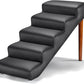 Senneny Black Faux Leather Dog Stairs, for Pets up to 150 lbs, Waterproof, Scratch Resistant Pet Steps/Stairs with High Density Foam and Detachable Wooden Legs, Black, 5 Step
