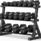 PAPABABE Hex Dumbbell Set with Rack, Rubber Encased Free Weight with Weight Storage Racks, Multiple Weight Options for Home Gym and Fitness