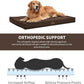 Outdoor Dog Bed Waterproof, Outside Cooling Dog Bed for Medium Dogs, Orthopedic Egg Foam Pet Bed with Removable Washable Oxford Cover, Brown