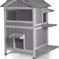 GUTINNEEN Outdoor Cat House Weatherproof Feral Cat Shelter with Escape Doors - 2-Story（AIR94）