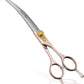 Fenice Peak Professional Curved Dog Grooming Scissors 8'' Rose Gold 440C Stainless Steel Pet Cutting Shears Safety Trimming Shearing for Dogs Cats