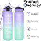 Hyeta 32 oz Water Bottles with Times to Drink and Straw, Motivational Water Bottle with Time Marker, Leakproof, Drinking Sports Water Bottle for Fitness, Gym and Outdoor