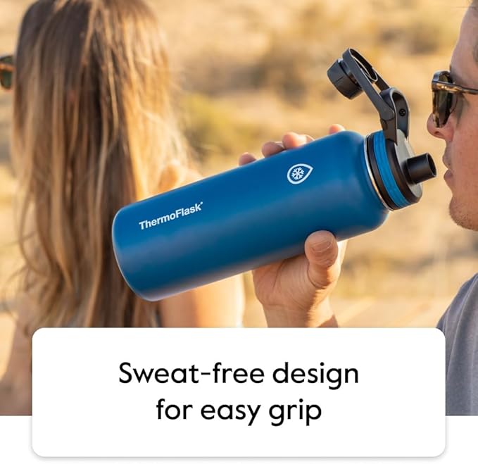 Thermoflask Double Wall Vacuum Insulated Stainless Steel Water Bottle (Onyx Black/Splash)