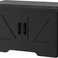2-Tier Storage Bench, Shoe Bench with Padded Seat Cushion, Entryway Bench with 2 Barn Doors, Adjustable Shelf, 13.8" D x 27.6" W x 17.7" H, for Entryway, Living Room, Bedroom, Black