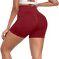 CHRLEISURE Women's 4 Packs Workout Gym Shorts, High Waisted Butt Lifting Scrunch Butt Seamless Booty Shorts