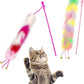 2 Pack Cat Wand Toy, Rainbow Cat Feather Toys with Bells, Teaser Wand with Soft Furry Tail, Interactive Toys for Indoor Cats & Kitten & Kitty