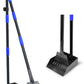 Pooper Scooper, Dog Pooper Scooper Tray and Rake Set with Adjustable Stainless Steel Long Handle for Large Medium Small Dogs (Blue)