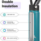 22oz Stainless Steel Bottles with 3 Lids Sport Insulated Water Bottle,Light Blue