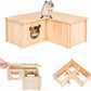 Natural Wooden Hamster House Hideout Multi-Chamber Hamster Maze Tunnel Detachable Small Pet House Habitats Exploring Toys for Dwarf Hamster, Hedgehog, Rats, Gerbils, Mice, Guinea Pigs