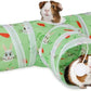 Rypet Guinea Pig Tunnel 3 Way Collapsible Small Pet Tunnels and Tubes with Interactive Ball for Baby Rabbit Ferret Hamster Chinchilla Hedgehog Hiding and Resting-Green