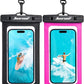 Hiearcool Waterproof Phone Pouch,Underwater Phone Cases Compatible for iPhone 17 16 15 14 13 Pro Max,Waterproof Dry Bag for Cruise Travel Essentials Phone Water Protector Pouch-Black&Bright Red-2Pack