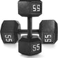WF Athletic Supply Cast Iron Solid Hexagon Gray/Black Dumbbells, Strength Training Free Weights Set of 2 for Women and Men, Hand Weights Sold by Pairs, Multi-Select Size Options Available