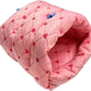 WOWOWMEOW Guinea Pig Cave Bed Small Animals Warm Cage Hanging Bed for Rat, Chinchilla, Hedgehog, Rabbit (M, Poker-Pink)