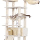 Heybly Tall Cat Tree, 78-inch Multi-Level Cat Tower for Indoor Cats, 2 Widened Plush Perches Cat Condo with Scratching Board and Big Caves, Beige HCT033M